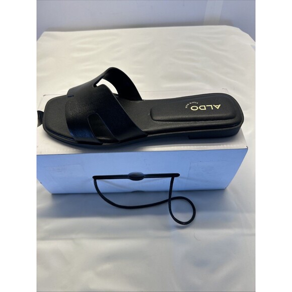 ALDO IT Sandal Black Slide In SZ 7.5 Women New in Box - Picture 1 of 9